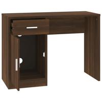 Bureau met kast en lade 100x40x73 cm bewerkt hout bruineiken - thumbnail