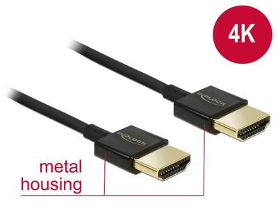 Delock 84786 HDMI-kabel HDMI Aansluitkabel HDMI-A-stekker, HDMI-A-stekker 0.50 m Zwart 4K UHD, Vergulde steekcontacten