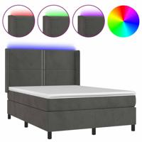 Boxspring met matras en LED fluweel donkergrijs 140x200 cm - thumbnail
