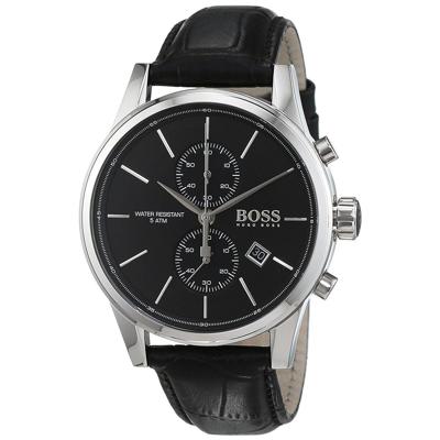 Boss heren chronograaf gitzwart lederen bandhorloge 41 mm damesschoenen