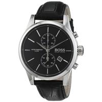 Boss heren chronograaf gitzwart lederen bandhorloge 41 mm damesschoenen - thumbnail