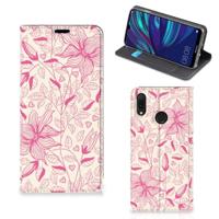 Huawei Y7 hoesje Y7 Pro (2019) Smart Cover Pink Flowers - thumbnail