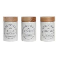 Tin DKD Home Decor Hout Wit Keramiek 10 x 10 x 16 cm (3 Stuks) - thumbnail