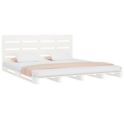 Bedframe massief grenenhout wit 120x190 cm
