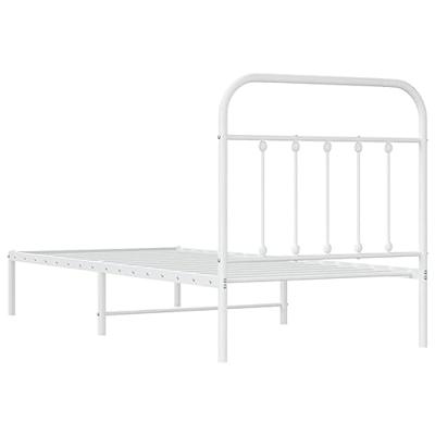 Bedframe met hoofdbord metaal wit 90x200 cm Bedframe met hoofdbord metaal wit 90x200 cm