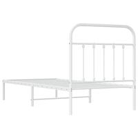 Bedframe met hoofdbord metaal wit 90x200 cm - thumbnail
