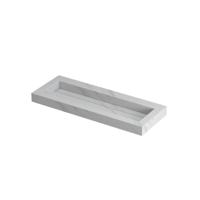INK Pitch Wastafel Keramische Slab Centraal met Drain en Front en Side Skirts Zonder Kraangat - 1200x450x90 mm - Calacatta Mat - thumbnail