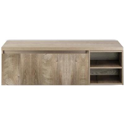 Frozen 3D Badmeubelset 140 cm - Greeplijst in Kleur - Wastafel Regaalkast met Bovenblad Grain Oak