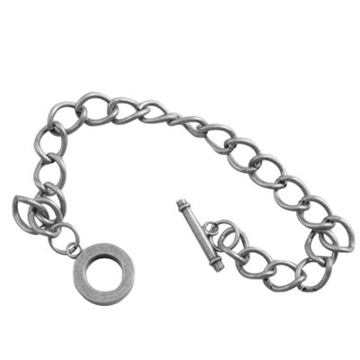 Darice • chain bracelet w/toggle x1 ant. silver plated