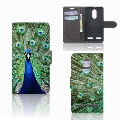 Lenovo K6 Telefoonhoesje met Pasjes Pauw Lenovo K6 Telefoonhoesje met Pasjes Pauw