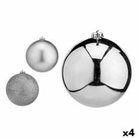 Set kerstballen Zilverkleurig Plastic Ø 15 cm (4 Stuks) - thumbnail