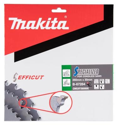 Makita Afkortzaagblad voor Hout | Efficut | Ø 260mm Asgat 30mm 60T - B-67234