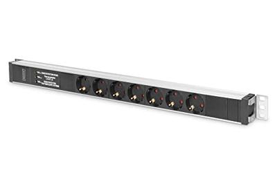 DIGITUS Stekkerdoos - 7 kranen - Verticale montage - 250VAC - 50/60Hz - 16A - 4000W - Met overspanningsbeveiliging