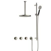 Hotbath Cobber X - CX7067 - Inbouw Regendoucheset - Geborsteld Nikkel - 2 Stopkranen - Thermostatisch - Plafondbuis 30 cm - Hoofddouche 300 mm - Ronde Handdouche 3 Standen - Glijstang 900 mm - met M106 - Waterbesparend - thumbnail