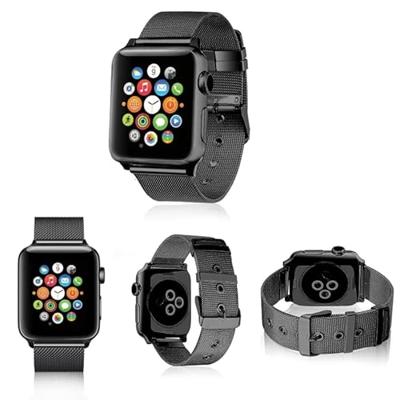 Milanese met gesp bandje - Zwart - Geschikt voor Apple Watch 38mm / 40mm / 41mm / 42mm - thumbnail