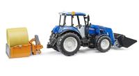 Bruder New Holland T5.120 met voorlader en laadbak - thumbnail