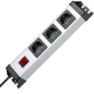 Kopp 226020017 Stekkerdoos met schakelaar 3-voudig Grijs, Zwart Randaarde stekker 1 stuk(s)