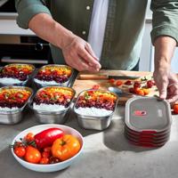 Zwart+Blum Stalen Voedseldoos Groot - 206x159x79mm - Grijs/Rood - thumbnail