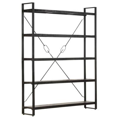 vidaXL Boekenkast met 5 schappen 140x30x180 cm massief mangohout zwart