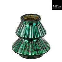 Mica Decorations Glazen Theelichthouder Boom 13x12 cm Groen - thumbnail