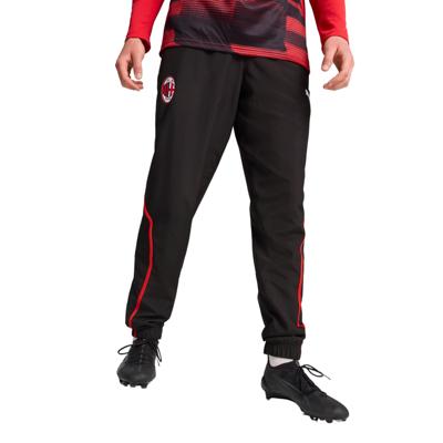 PUMA AC Milan Pre-Match Woven Trainingsbroek 2024-2025 Zwart Rood