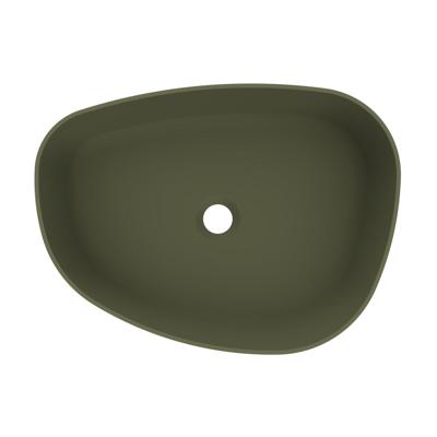 Arcqua Rocker waskom - 50x37x13cm - opbouw - rechts - organisch - cast marble groen mat WAS399111 Arcqua Rocker waskom - 50x37x13cm - opbouw - rechts - organisch - cast marble groen mat WAS399111