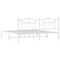 Bedframe met hoofdbord metaal wit 193x203 cm - thumbnail