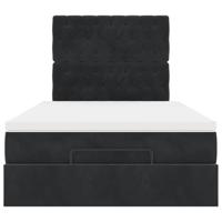 Ottoman bed met matrassen 120x200cm fluweel zwart - thumbnail