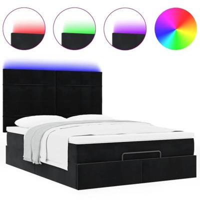 Ottoman bed met matrassen en LED's 140x190cm fluweel zwart