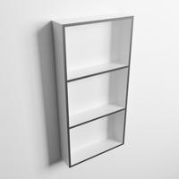 MONDIAZ EASY Nis 59,5x29,5cm in solid surface kleur DarkGrey | Talc. 3 vakken geschikt voor in- of opbouw - thumbnail