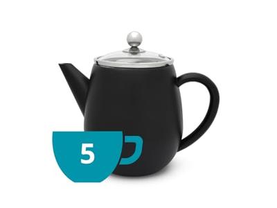 Bredemeijer Theepot 1,1l Duet Eva Mat Zwart - thumbnail