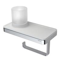 Planchet met Toiletrolhouder en Houder LED Licht Geesa Frame Wit Chroom - thumbnail