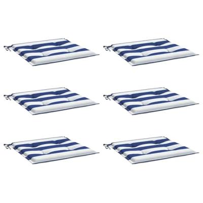 Tuinstoelkussens 6 st gestreept 50x50x3 cm stof wit en blauw Tuinstoelkussens 6 st gestreept 50x50x3 cm stof wit en blauw
