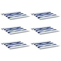Tuinstoelkussens 6 st gestreept 50x50x3 cm stof wit en blauw - thumbnail
