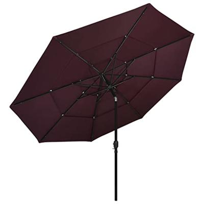 VidaXL Parasol 3-laags met aluminium paal 3,5 m bordeauxrood
