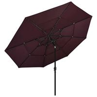 VidaXL Parasol 3-laags met aluminium paal 3,5 m bordeauxrood - thumbnail
