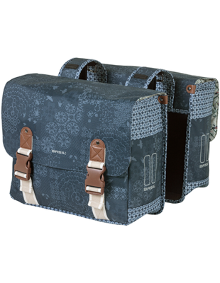 Basil bohème dubbele fietstas - groen, waterafstotend, 35l, mik-systeem