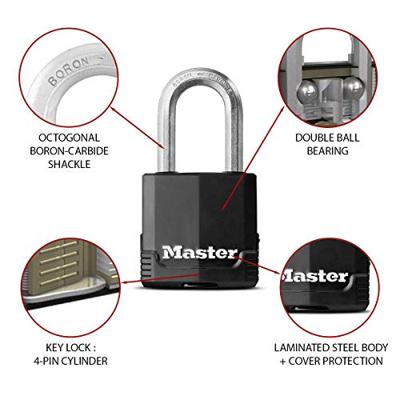 Masterlock 48mm laminated steel padlock - anti-rust thermoplastic cover - 38mm oc - M115EURDLF - thumbnail
