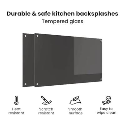 VidaXL Keuken spatscherm 2 pcs donkergrijs 100 x 60 cm gehard glas