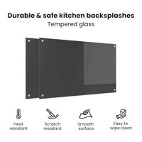 VidaXL Keuken spatscherm 2 pcs donkergrijs 100 x 60 cm gehard glas - thumbnail