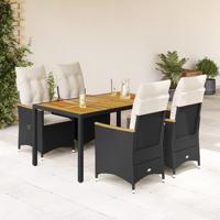 5-delige Tuinset met kussens poly rattan zwart - thumbnail