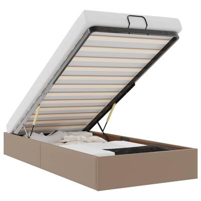 Bedframe zonder matras 90x190 cm kunstleer cappuccinokleurig