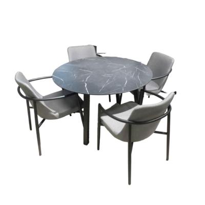 Tuinset Teeburu tafel black, slate dia. 120 cm met 4 stoelen Youkou stoel black, mixed grey Yoi - Yoi Tuinset Teeburu tafel black, slate dia. 120 cm met 4 stoelen Youkou stoel black, mixed grey Yoi - Yoi