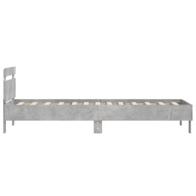Bedframe met hoofdbord en LED-verlichting betongrijs 100x200 cm