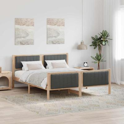 Bedframe Bruin en donkergrijs 160 x 200 cm Massief grenenhout Bedframe Bruin en donkergrijs 160 x 200 cm Massief grenenhout