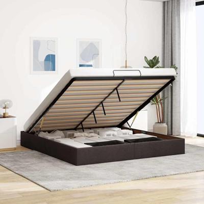 Bedframe zonder matras 180x200 cm stof donkerbruin