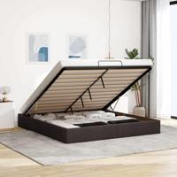 Bedframe zonder matras 180x200 cm stof donkerbruin - thumbnail