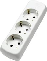 Schwabe Stekkerdoos wit 3 x randaarde zonder kabel - thumbnail