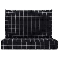 VidaXL Palletkussens 2 st ruitpatroon oxford stof zwart - thumbnail