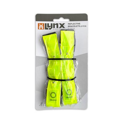 Lynx reflectie armband 4-led 2 stuks unisex geel